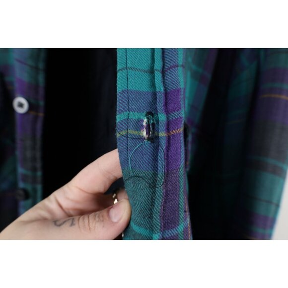 Vintage 90s Streetwear Mens Large Distressed Quilted Flannel Button Shirt Jacket - Picture 14 of 16